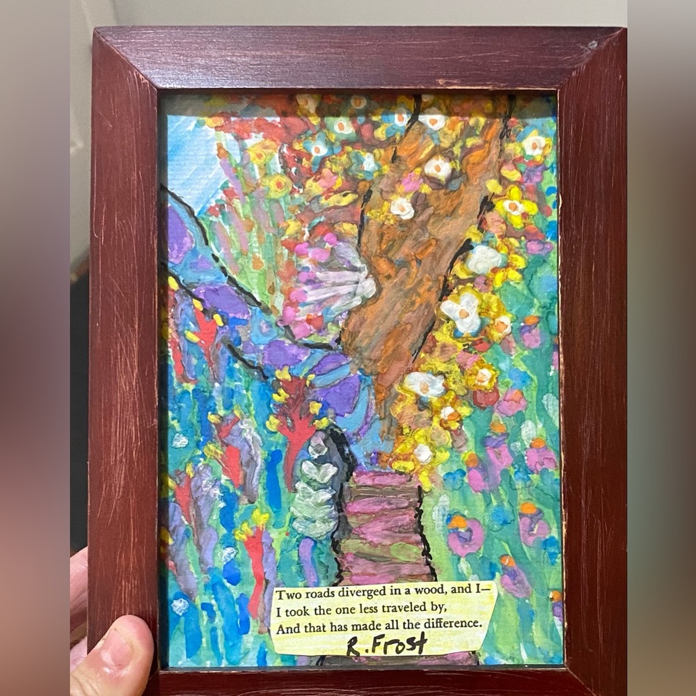 “The One Less Traveled” R Frost, Original Watercolor.